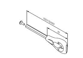 NICE 525.10025/170 Eyelet with hexagon rod 7, 170 mm 