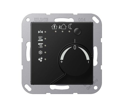 JUNG A2178SWM KNX room thermostat with integrated bus coupler and temperature value adjustment knob - matt graphite black
