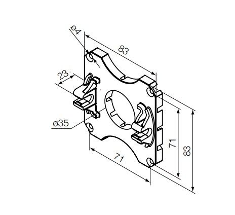 NICE 693.08.00 Supporto in plastica ad incastro (da accoppiare necessariamente all'art. 523.10014)