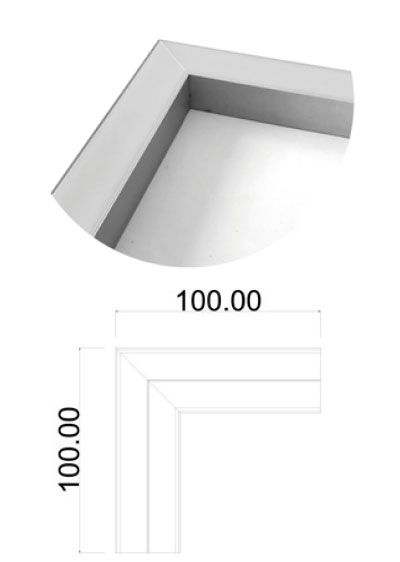 LEDCO CO230 90 degree ANGLE FOR PR230 DISAPPEARED PROFILE