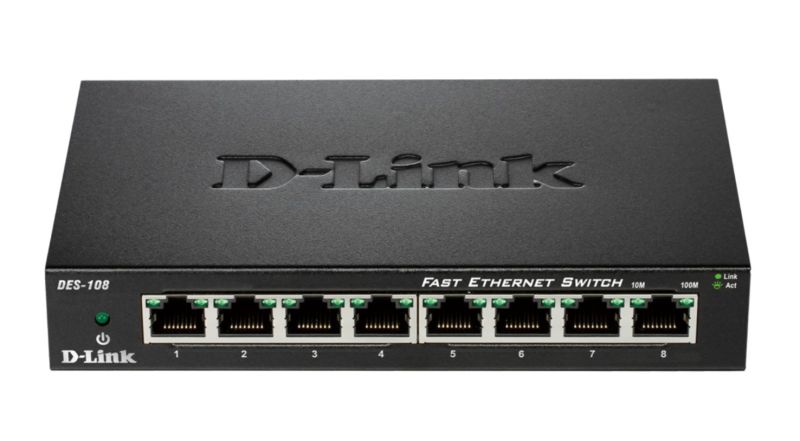 D-LINK DES-108 8-PORT 10/100 METAL DESKTOP SWITCH