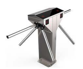 NICE TURNSTILES SWORDTI Tripod turnstile on double gate column - AISI 304 polished stainless steel