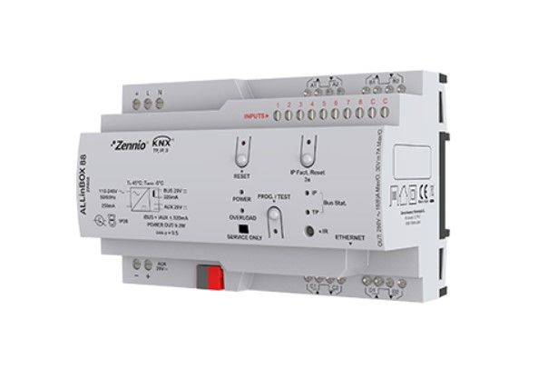 ZENNIO ZPR88 AllInbox 88 - Multifunctional device with power supply, KNX-IP interface, 8 outputs, 8 inputs and logic module