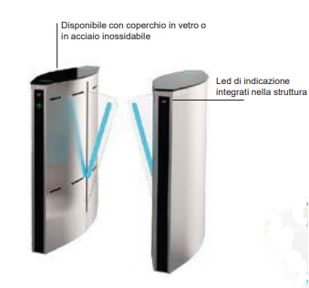 NICE TURNSTILES METRO92A Sliding doors, rectangular, 900mm gap, Double door column - Cabinet Brushed stainless steel AISI 304