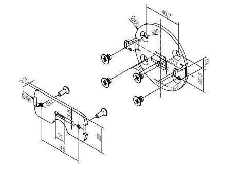 NICE 859.57.00 White supports kit with flanges. For 45 mm diameter motors