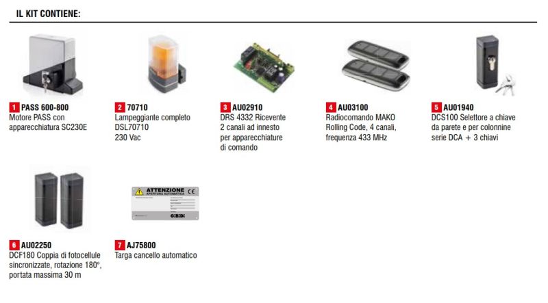 GIBIDI K8256N/BFSLT PASS 840E KIT - Automation Kit For Sliding Gates
