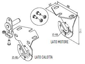 NICE 692.51.00 Quick insertion white supports kit on one side. For motors with a diameter of 45 mm, max 30 Nm (to be combined with 575.12150 or 575.12178