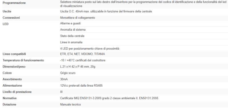 ELMO I8 Inseritore RS-485 ULTRABUS per chiavi di prossimità M4 o M4LED