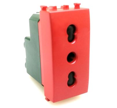 MAPAM 618R Gem 618R Bivalent Socket (16A-250V) for emergency line Red