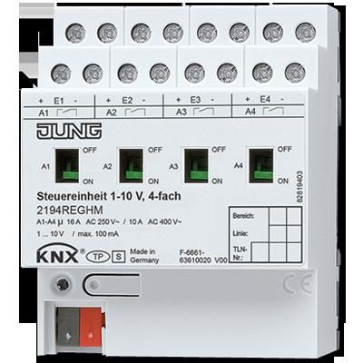 JUNG 2194REGHM Unità di comando e dimmerizzazione KNX 1-10 V- 4 uscite- per montaggio su guida DIN