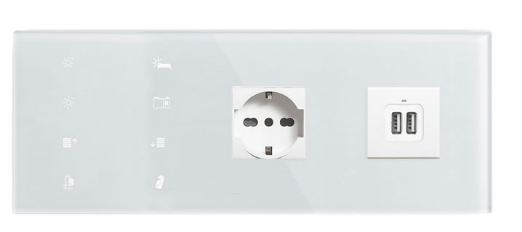 EELECTRON 9025GL10C01-B2L PLACCHE KNX CUSTOM BEDSIDE BIANCO  PLACCA CUSTOM BEDSIDE PANEL – 2 SOCKETS – LATO SINISTRO BIANCO