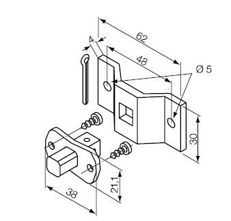 NICE 689.52.00 10 mm square pin + bracket