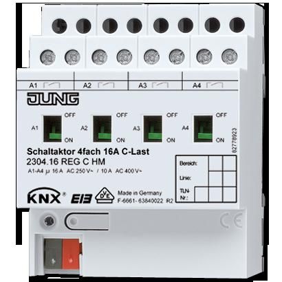 JUNG 2304.16REGCHM Attuatore di commutazione KNX a 4 canali- per carico C- con misurazione della corrente sul carico