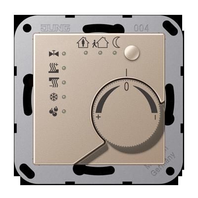 JUNG A2178CH KNX room thermostat with integrated bus coupler and champagne temperature value adjustment knob