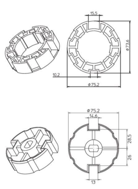 CAME 001YK5135 78X1.5MM WARHEAD 13X13 SEAT