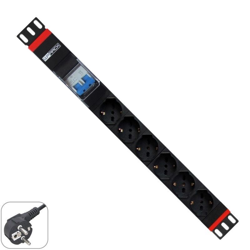 WP RACK WPN-PDU-G02-06 RACK 19 PDU WITH 6 ITALIAN/SCHUKO SOCKETS, SCHUKO PLUG"