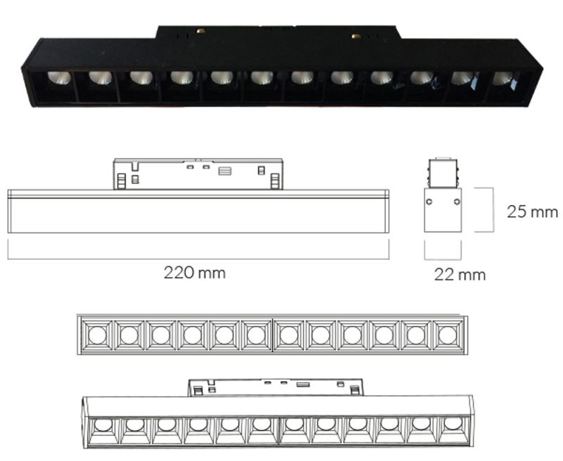 LEDCO MG12LBC/BI DARK LIGHT LED BAR 48V 12W 3000K WHITE