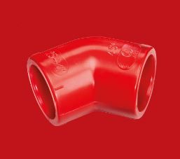 THERMOSTICK AA-E25-45R 45-degree curve in red ABS. Diameter. 25 mm