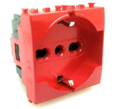 MAPAM 615R Schuko Unel 2.0 (16A-250V) Gem 615R emergency line outlet Red