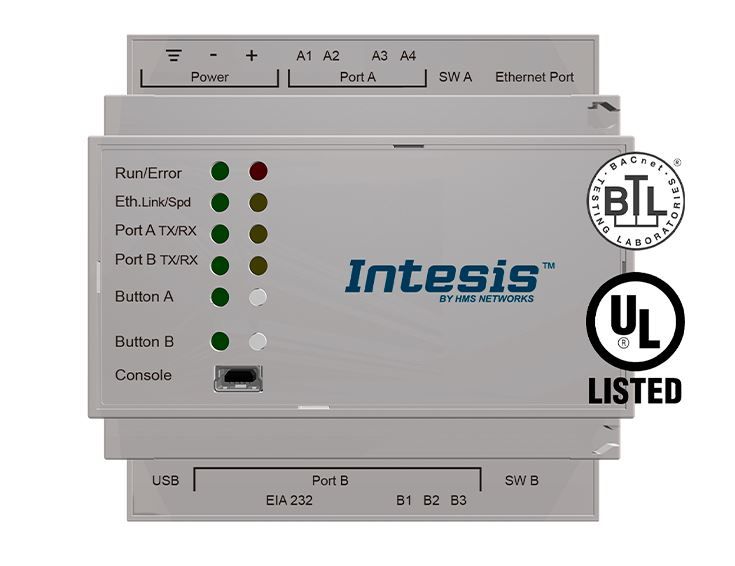 INTESIS INBACLON6000000 LonWorks TP/FT-10 to BACnet IP and MS/TP server gateway - 600 points