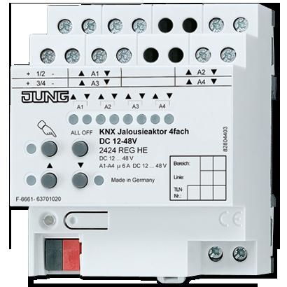 JUNG 2424REGHE Attuatore veneziane KNX- 4 canali- 12 / 48 V DC