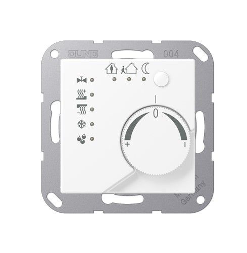 JUNG A2178TSWWM KNX room thermostat with integrated bus coupler and 4-channel button interface - matt alpine white