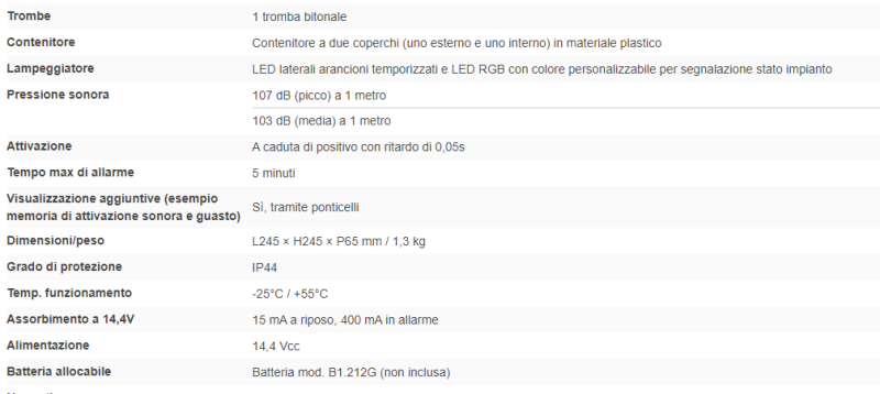 ELMO SA500 Sirena piezoelettrica da esterno a 1 tromba con lampeggiatore a LED arancione