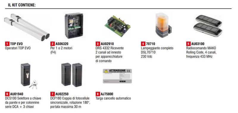 GIBIDI K441/BFLTA KIT TOP 441 - KIT AUTOMAZIONE PER CANCELLI A BATTENTE