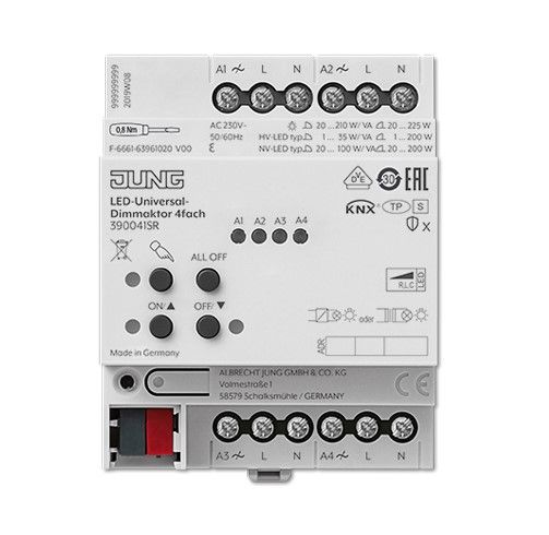 JUNG 390041SR Attuatore dimmer universale KNX- 4 x 225W