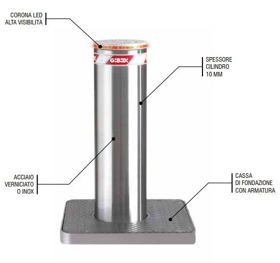 GIBIDI DPT290RM/X H900 removable fixed bollard - Stainless steel