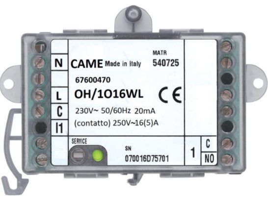 CAME 67600470 OH/1O16WL MODULE 1 OUTPUT 16A RADIO