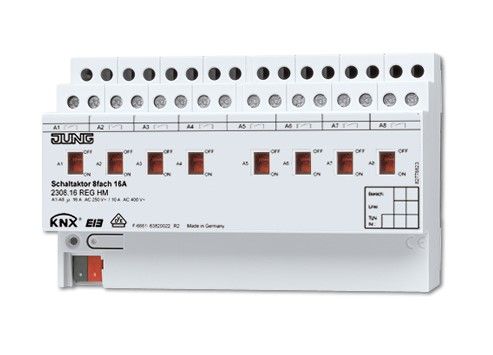 JUNG 2308.16REGHM Attuatore di commutazione KNX a 8 canali- per montaggio su guida DIN