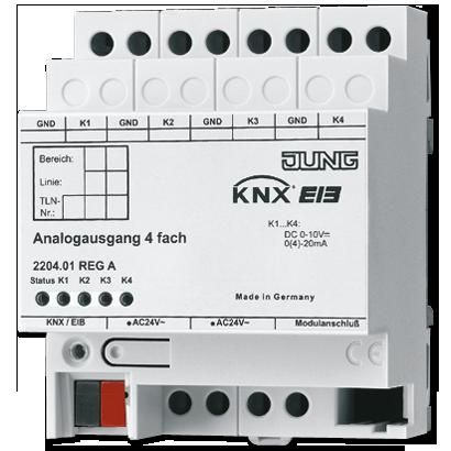 JUNG 2204.01REGA Attuatore analogico KNX- 4 uscite- per montaggio su guida DIN