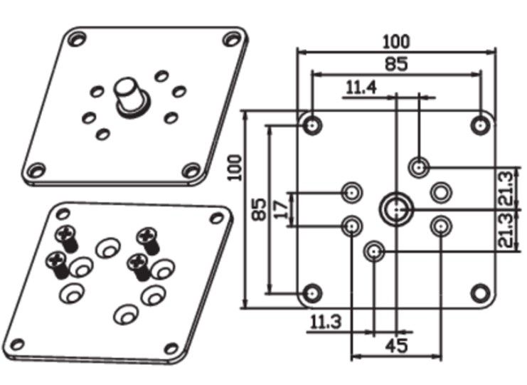 CAME 001YM0112 PLATE WITH PIN FOR MOM5 AND MO6