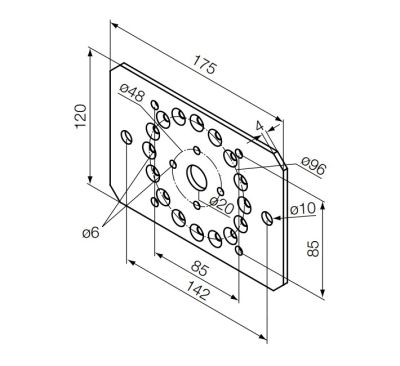 NICE 693.09.00 Supporto 175x120 per fianchi Supporti Era LH diametro 58 mm, per motori tubolari 