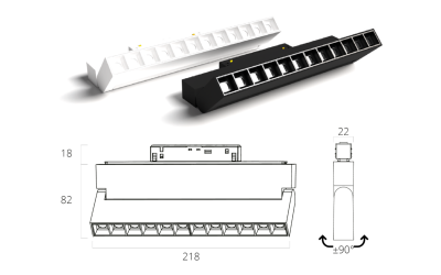 LEDCO MGA12LBN/NE ADJUSTABLE DARK LIGHT LED BAR 48V 12W 4000K BLACK