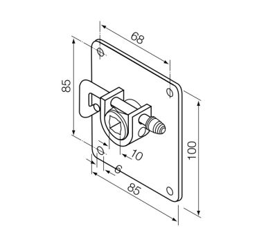 NICE 692.12.00 Staffa a sella per perno quadro 10 mm, con sblocco (da accoppiare necessariamente all'art. 525.10013/AX)