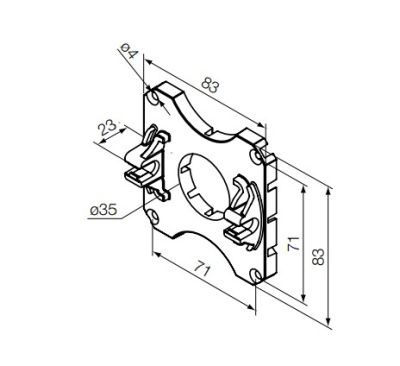 NICE 693.08.00 Supporto in plastica ad incastro (da accoppiare necessariamente all'art. 523.10014)