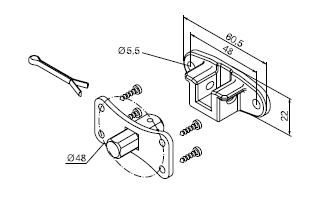 NICE 692.41.00 Perno quadro 10 mm + staffa a sella, con interasse 48 mm (per motori con finecorsa programmati in modalita' manuale) 