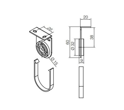 NICE 1189.42.00 Supporto intermedio bianco, interasse 40 mm, per motori 35 mm.Da associare necessariamente al kit calotta 575.24800