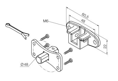 NICE 692.36.00 Perno quadro 10 mm + staffa a sella, con fori M6 a interasse 48 mm (per motori con finecorsa programmati in modalita' manuale)