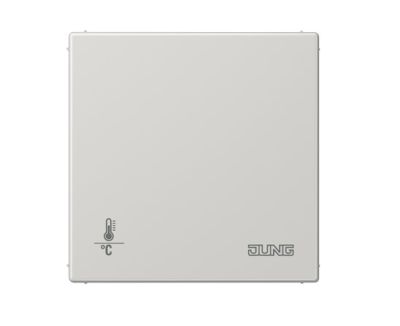 JUNG LS2178ORTSLG KNX room thermostat with integrated bus coupler and 4-channel button interface. Without temperature adjustment knob - light grey