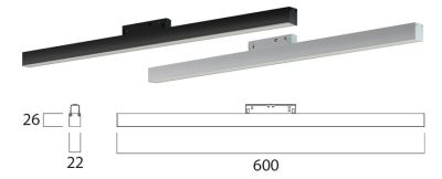 LEDCO MG600LBN/NE LED BAR MAX. 60CM 48V 14.4W 4000K BLACK