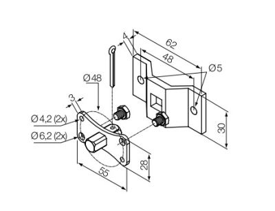 NICE 691.57.00 Perno quadro 10 mm + staffa