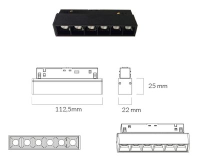 LEDCO MG06LBC/NE DARK LIGHT 48V 6W 3000K BLACK LED BAR