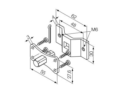 NICE 525.10012/M6AX Perno quadro 10 mm + staffa con fori M6