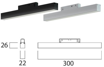 LEDCO MG300LBC/NE LED BAR MAX. 30CM 48V 7.2W 3000K BLACK