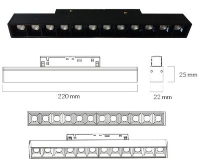 LEDCO MG12LBN/BI DARK LIGHT LED BAR 48V 12W 4000K WHITE