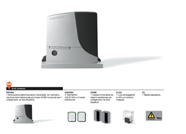 NICE RB1000BDKCE Kit bidirezionale per l'automazione di cancelli scorrevoli fino a 1000 kg