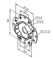 NICE 702.23.00 Supporto compatto in plastica con flangia per fianchi Zurfluh Feller 